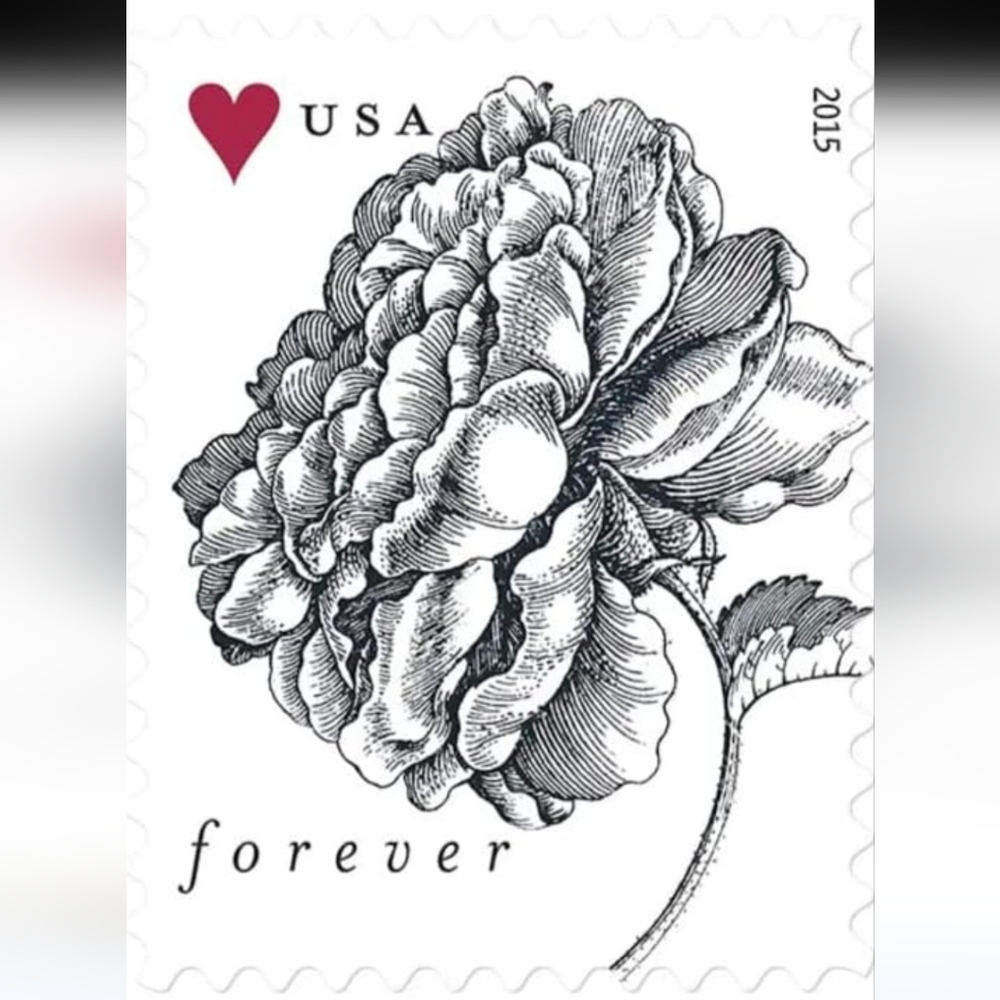 100 Vintage Rose Wedding Forever 2015 Postage Stamps USPS‎ Wedding Invitations